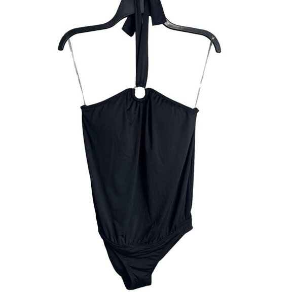 Michael Kors Logo Ring Halter Blouson One Piece Swimsuit NWT Size 8 - Picture 3 of 6